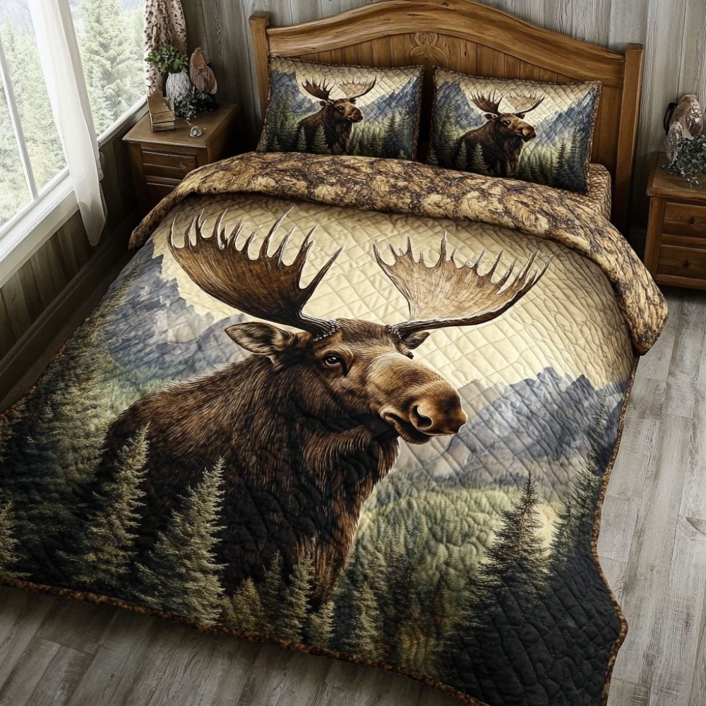 Majestic Moose Haven 3-Piece Quilted Bedding Set