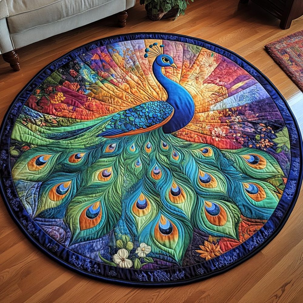 Majestic Plumes Quilted Round Mat