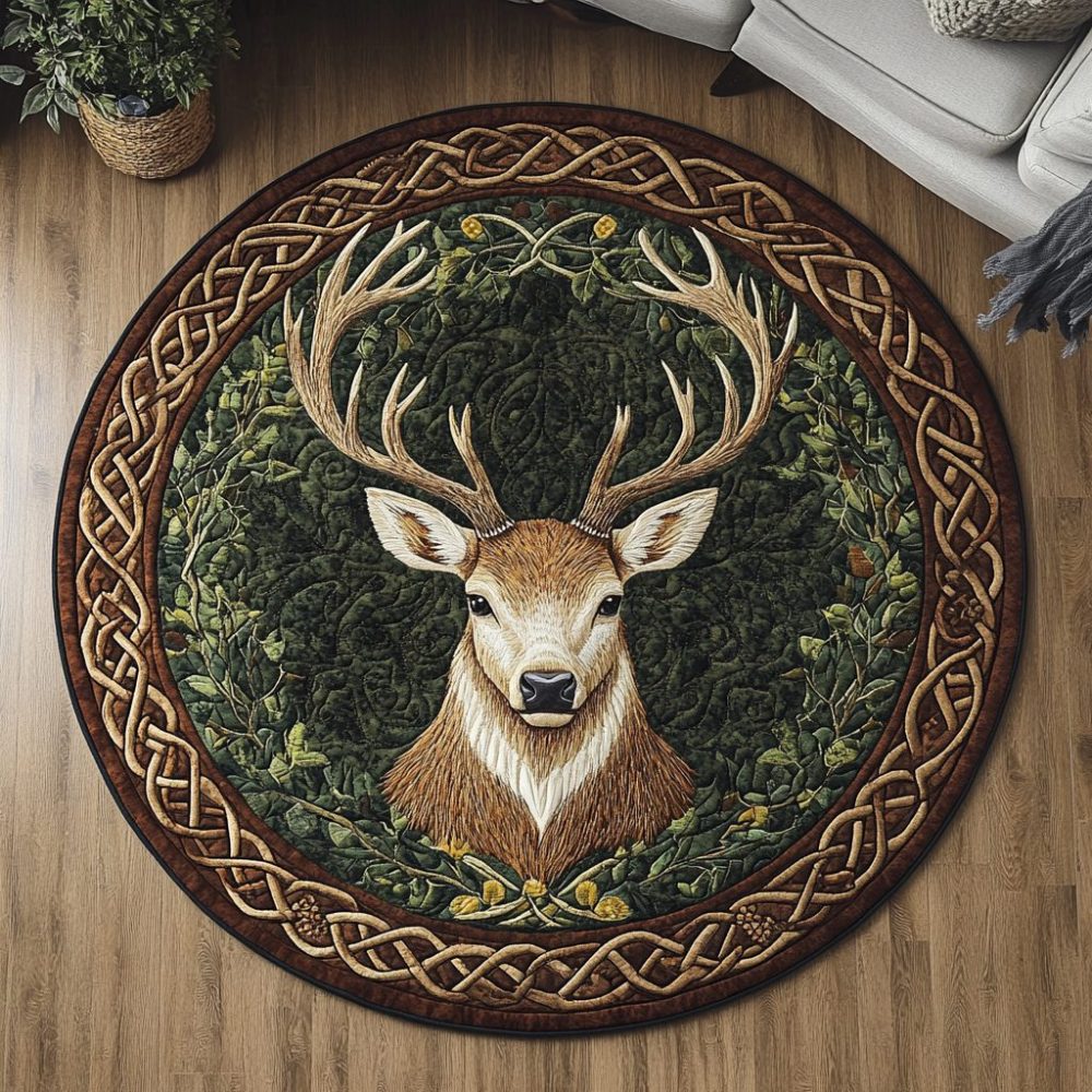Majestic Stag Quilted Round Mat