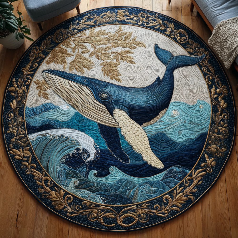 Majestic Whale Quilted Round Mat