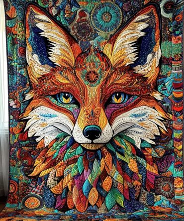 Mandala Fox Quilted Blanket