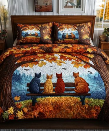 Maple Cat Magic 3-Piece Quilted Bedding Set