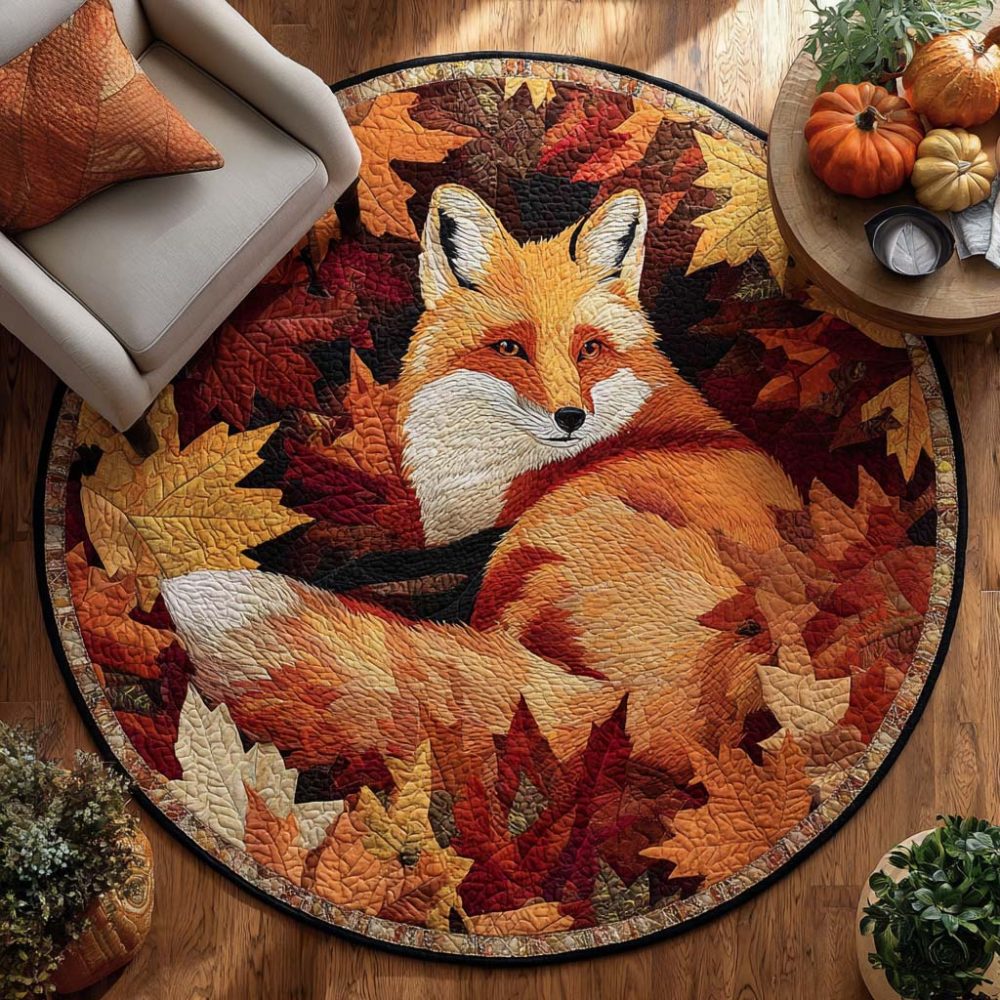 Maple Fox Quilted Round Mat