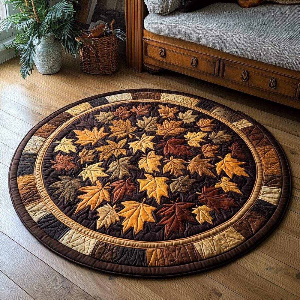 Maple Whirl Quilted Round Mat