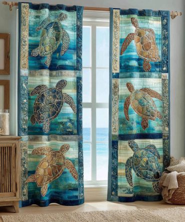 Marine Turtle Journey Quilted Curtains