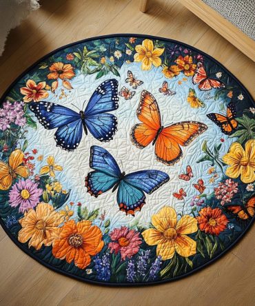 Meadow Monarch Quilted Round Mat
