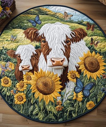 Meadow Moo Quilted Round Mat