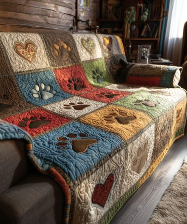 Meadow Paw Quilted Sofa Cover