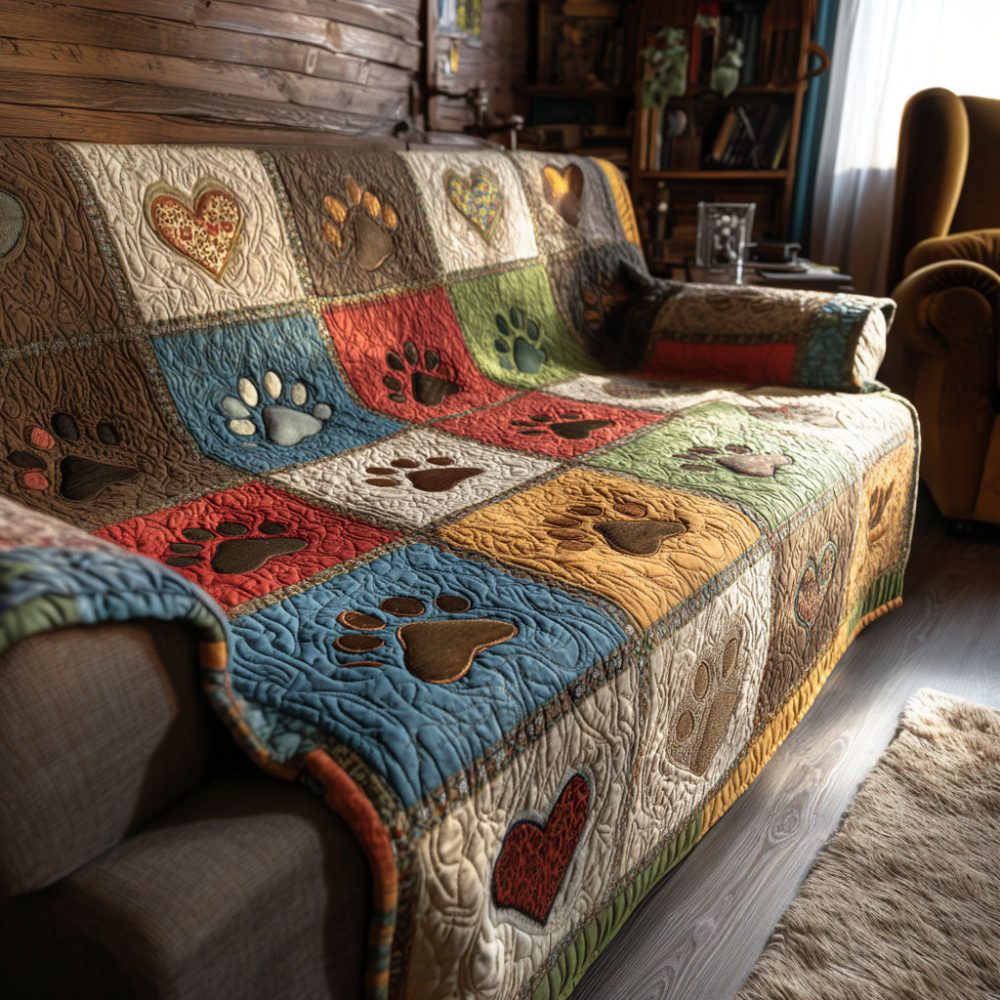 Meadow Paw Quilted Sofa Cover