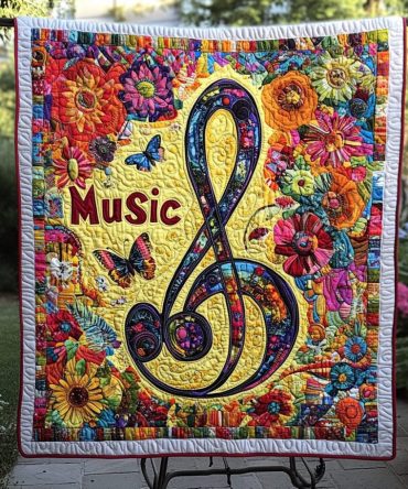 Melodic Mosaic Quilted Blanket