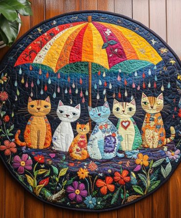 Meow Magic Quilted Round Mat