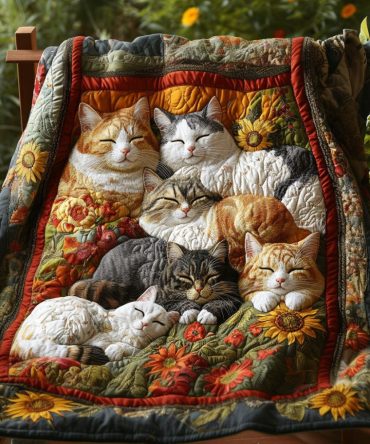 Meow Meadow Quilted Blanket