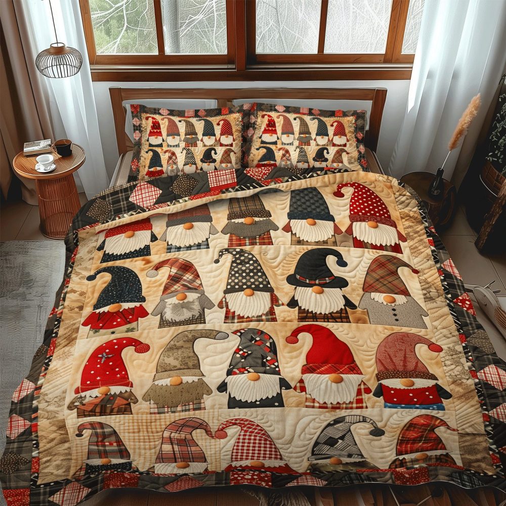 Merry Gnome 3-Piece Quilted Bedding Set - Image 2