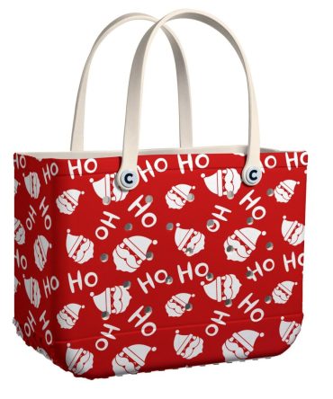 Festive Santa Tote Bag - Red Ho Ho Ho Design, Perfect For Holiday Shopping & Gifts
