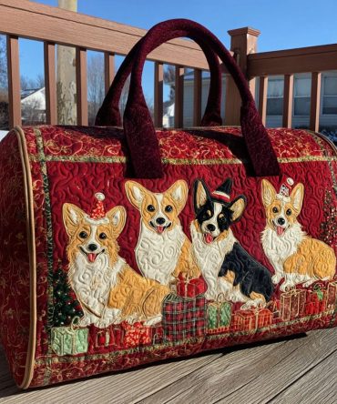 Merry Corgmas Quilted Duffle Bag