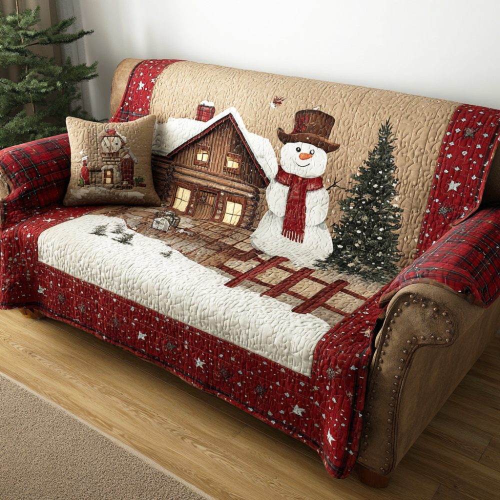 Merry Frost Field Quilted Sofa Cover