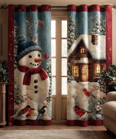 Merry Frost Friends Quilted Curtains