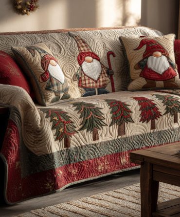 Merry Gnome Quilted Sofa Cover