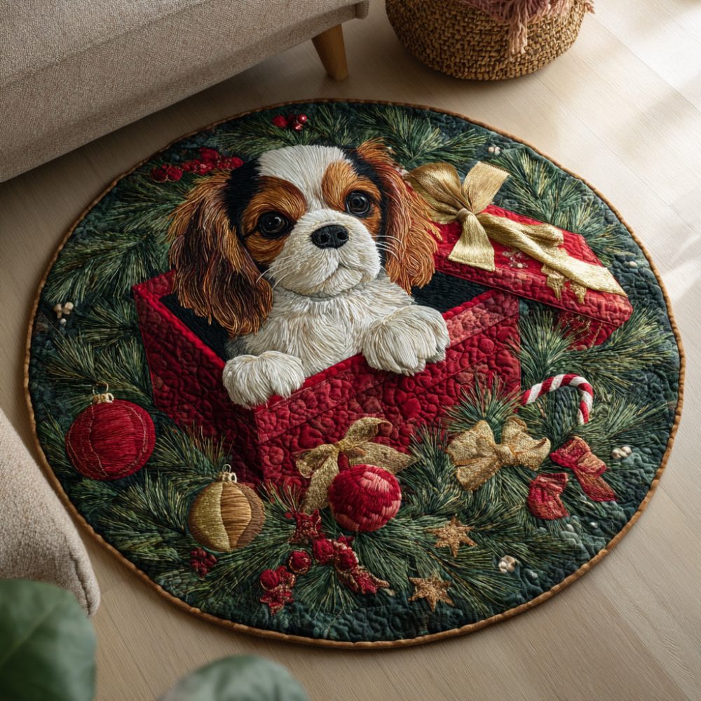 Merry King Charles Quilted Round Mat