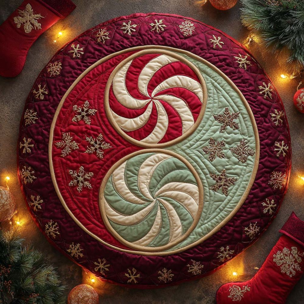 Merry Mint Circle Quilted Round Mat