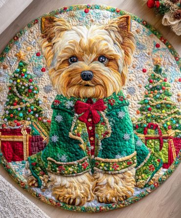 Merry Terrier Quilted Round Mat
