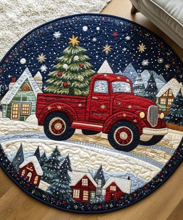 Merry And Bright Quilted Round Mat