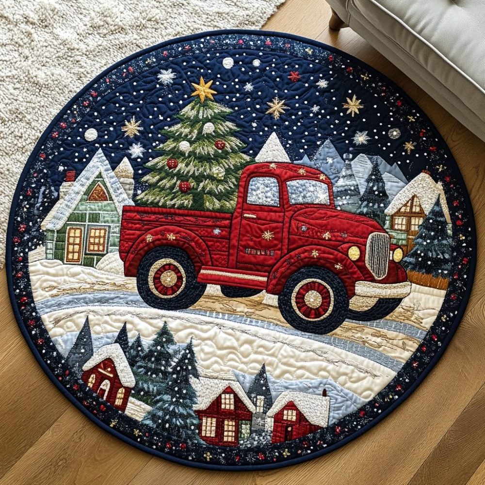 Merry And Bright Quilted Round Mat