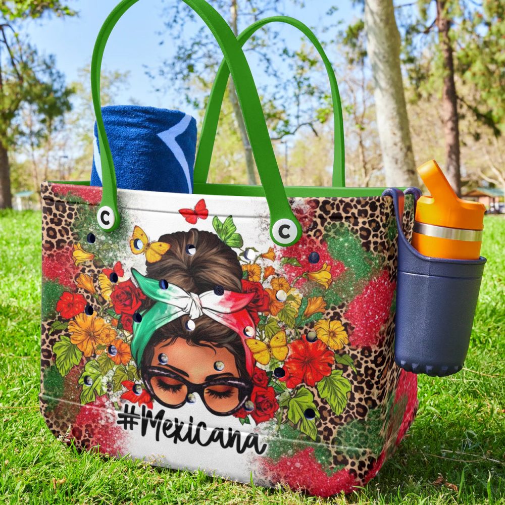 Bucket Tote Bag, Limited Edition Bogg Bag, Beach Bag Mexicana Beauty - Image 2