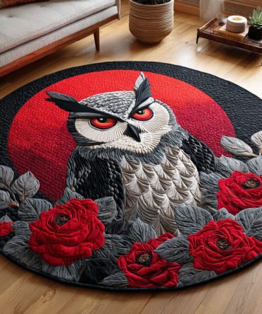 Midnight Feathers Quilted Round Mat