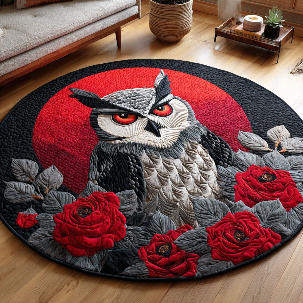 Midnight Feathers Quilted Round Mat