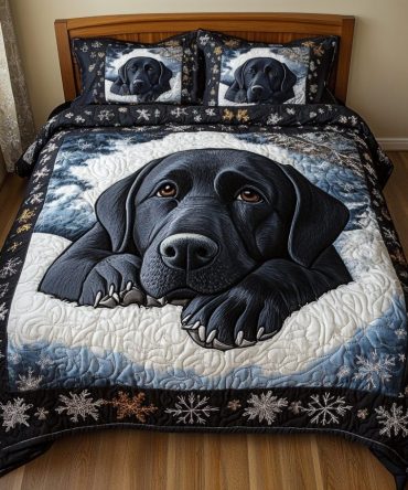 Midnight Labrador 3-Piece Quilted Bedding Set