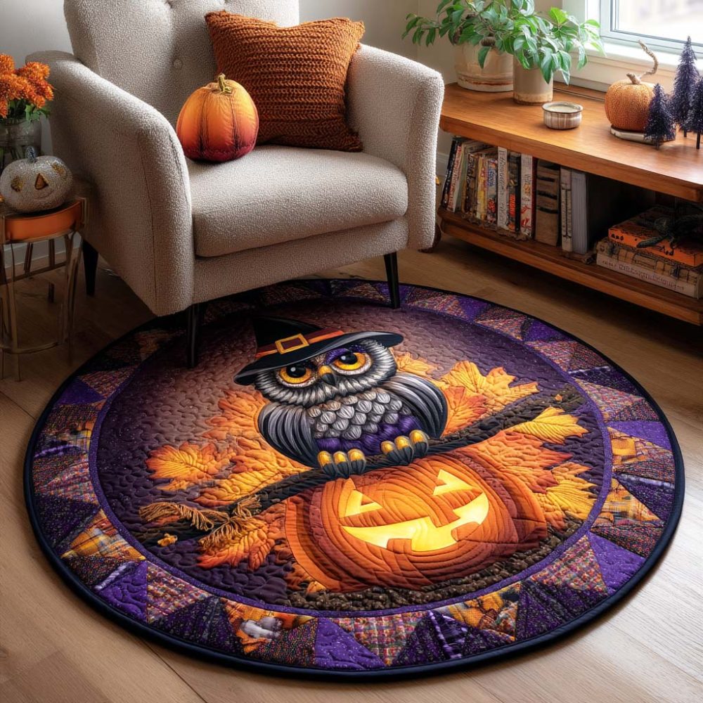 Midnight Pumpkin Quilted Round Mat