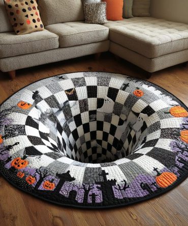 Midnight Spiral Quilted Round Mat