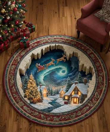 Midnight Spiral Quilted Round Mat