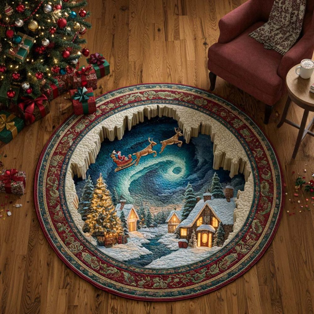 Midnight Spiral Quilted Round Mat