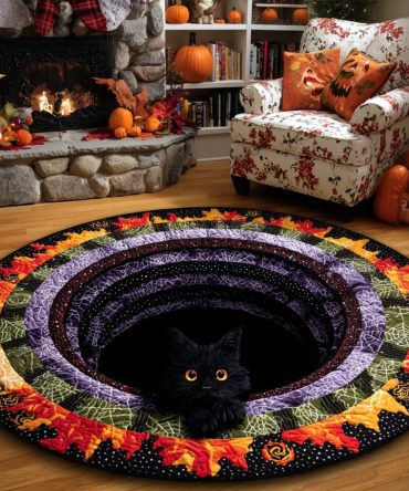 Midnight Spiral Quilted Round Mat