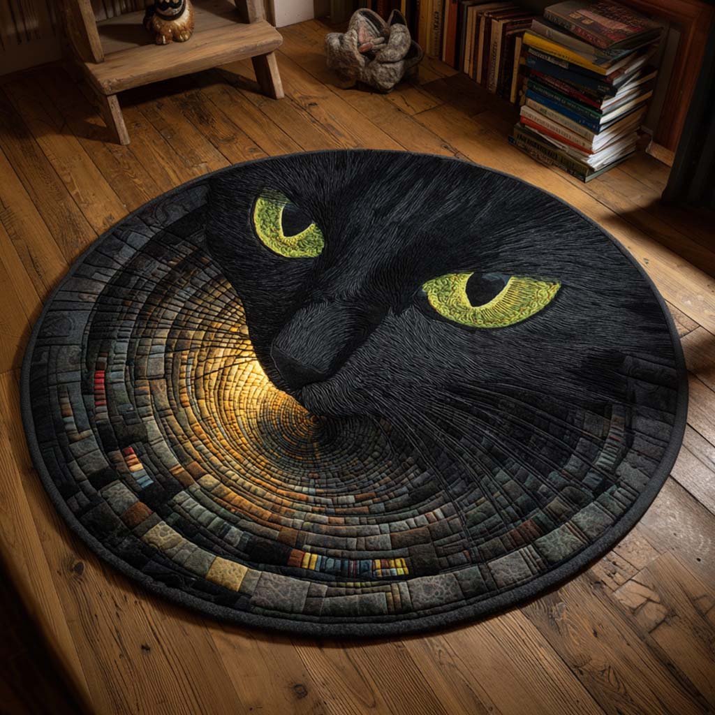 Midnight Spiral Quilted Round Mat