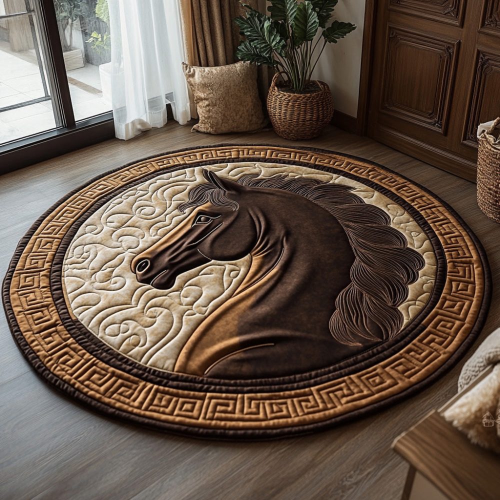 Midnight Stallion Quilted Round Mat