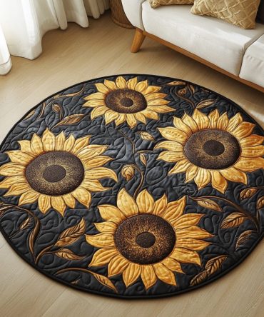 Midnight Sunflowers Quilted Round Mat