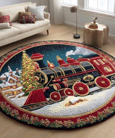 Midnight Toy Express Quilted Round Mat