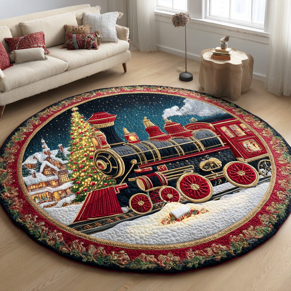 Midnight Toy Express Quilted Round Mat