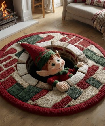 Mischief Elf Quilted Round Mat