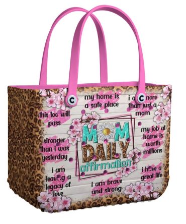 Stylish Leopard Mom Affirmation Tote Bag – Floral, Inspirational, Perfect Gift For Moms!