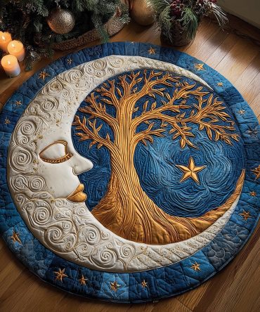 Moonlight Bloom Quilted Round Mat