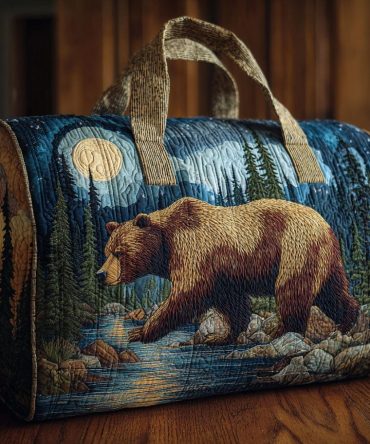 Moonlit Grizzly Quilted Duffle Bag