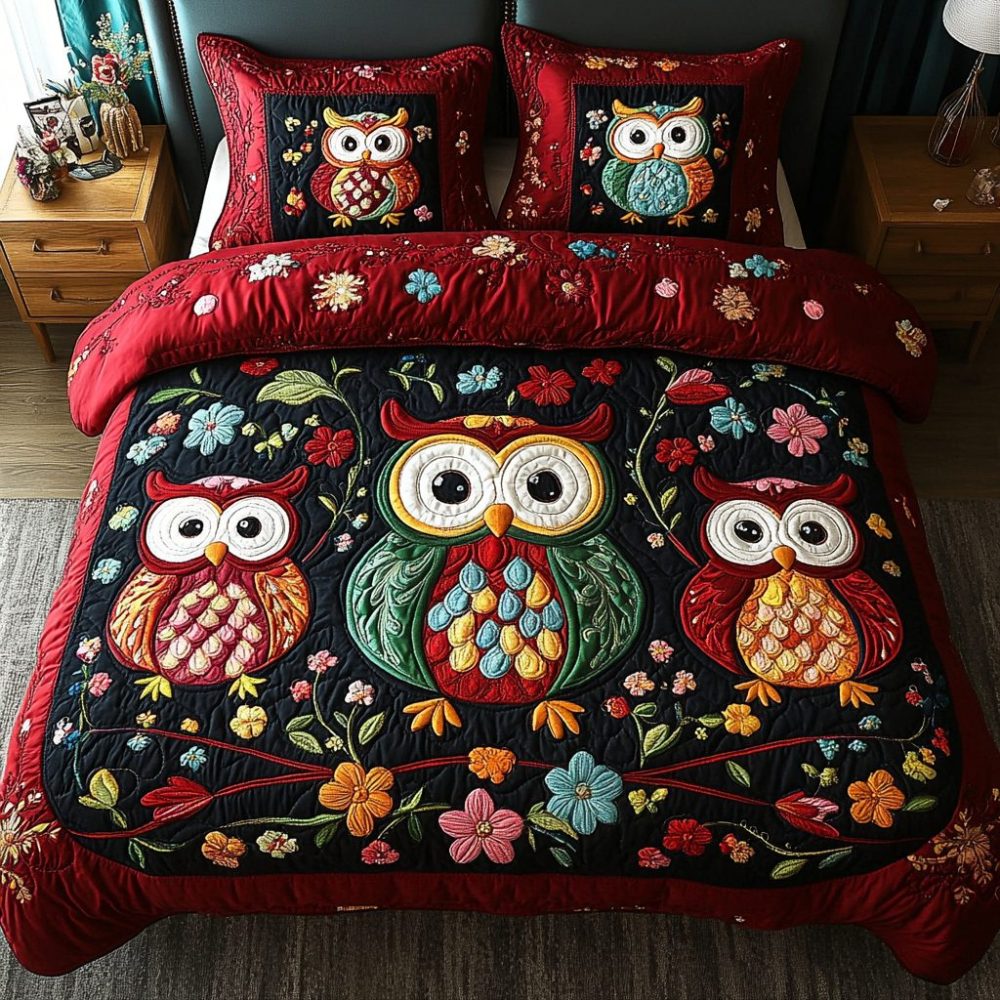 Moonlit Guardian 3-Piece Quilted Bedding Set