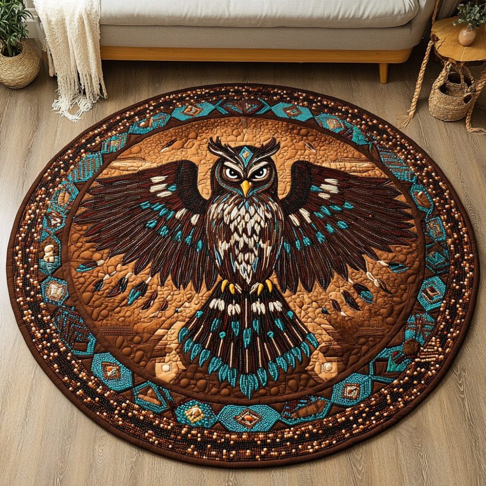 Moonlit Guardian Quilted Round Mat