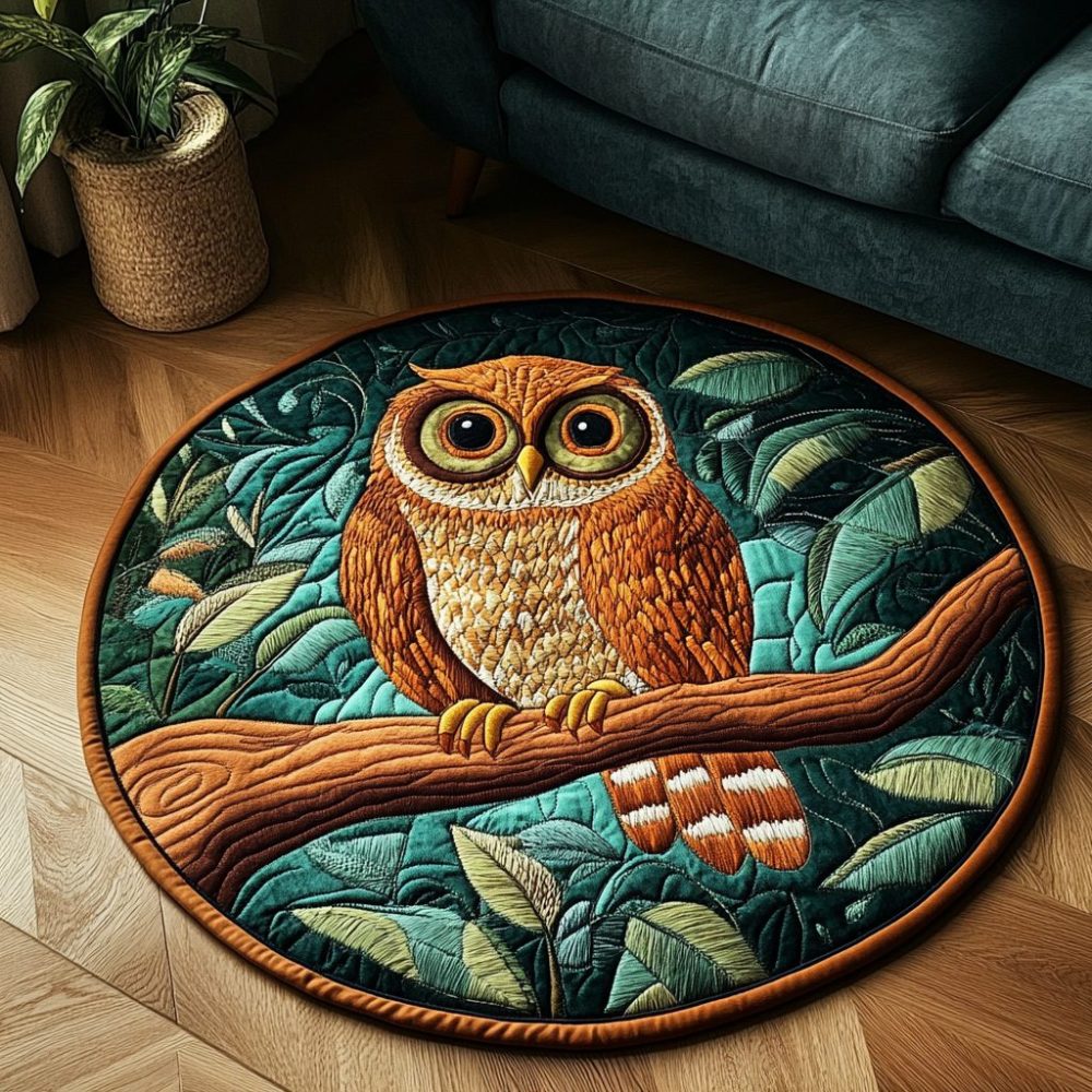 Moonlit Guardian Quilted Round Mat