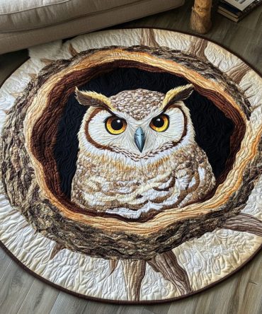 Moonlit Owl Haven Quilted Round Mat