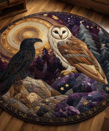 Moonlit Watchers Quilted Round Mat